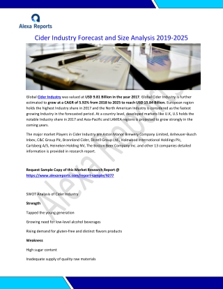 Cider Industry Forecast and Size Analysis 2019-2025