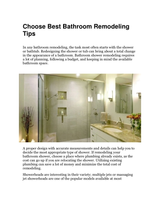 Choose Best Bathroom Remodeling Tips