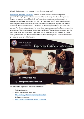 What is the Procedures for experience certificate attestation ?
