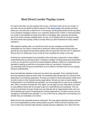 Direct Lender | Credit Fair-E