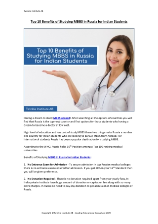Top 10 Benefits of Studying MBBS in Russia for Indian Students