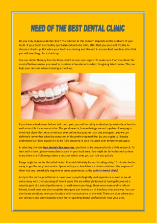 NEED OF THE BEST DENTAL CLINIC