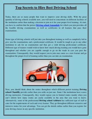 Top Secrets to Hire Best Driving School