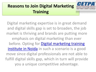 Reasons to join Digital Marketing Training Course