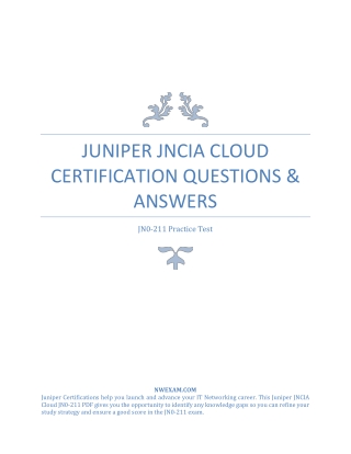 Juniper JN0-211 JNCIA Cloud Certification Questions & Answers