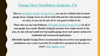 Garage Door Installation Anaheim CA