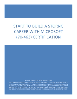 Start to Build a Storng Career with Microsoft (70-463) Certification