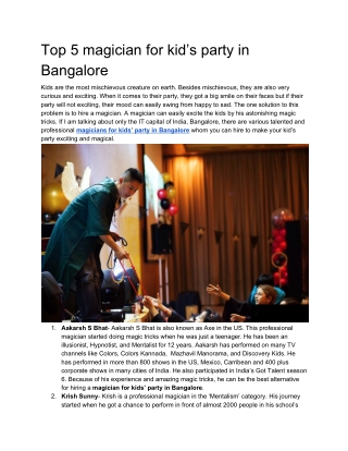 Top 5 magician for kid’s party in Bangalore