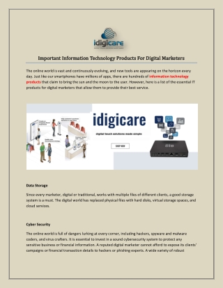 Important Information Technology Products For Digital Marketers