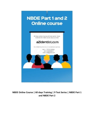NBDE part 1 and part 2 60 days course online with test | a2identist