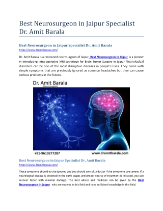 Best Neurosurgeon in Jaipur Specialist Dr. Amit Barala