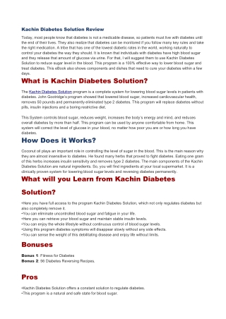 Kachin Diabetes Solution