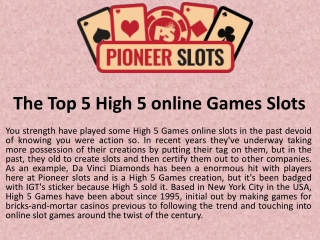 The Top 5 High 5 online Games Slots