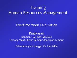 Training Human Resources Management