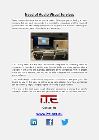 Audio Visual Installation in Melbourne