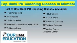 Best Bank PO coaching Classes in Mumbai