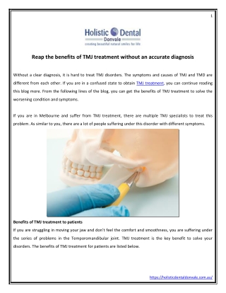 Reap the benefits of TMJ treatment without an accurate diagnosis