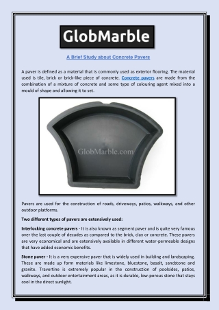 A Brief Study about Concrete Pavers