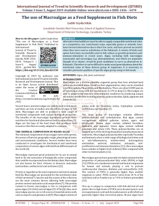 The use of Macroalgae as a Feed Supplement in Fish Diets