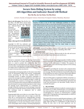 Secure Data Hiding System by using AES Algorithm and Indicator Based LSB Method