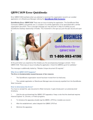 QuickBooks Error qbwc1039