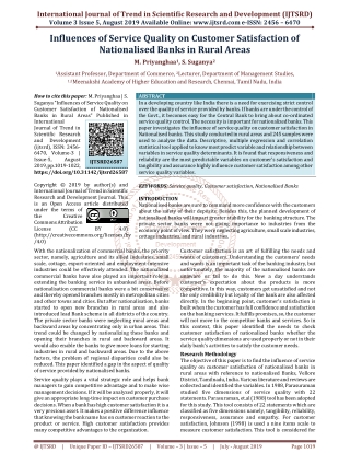 Influences of Service Quality on Customer Satisfaction of Nationalised Banks in Rural Areas