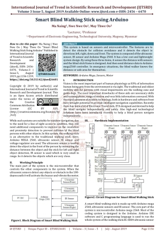 Smart Blind Walking Stick Using Arduino