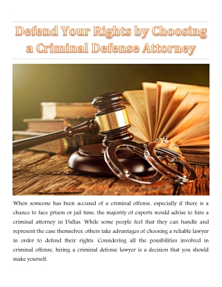 Defend Your Rights by Choosing a Criminal Defense Attorney