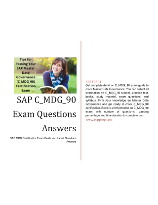 Latest Questions Answers and Study Tips for SAP MDG C_MDG_90 Certification Exam