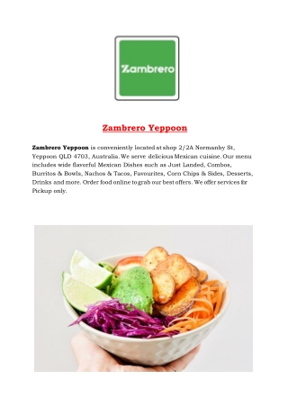 5% Off - Zambrero Mexican Restaurant Menu in Yeppoon, QLD
