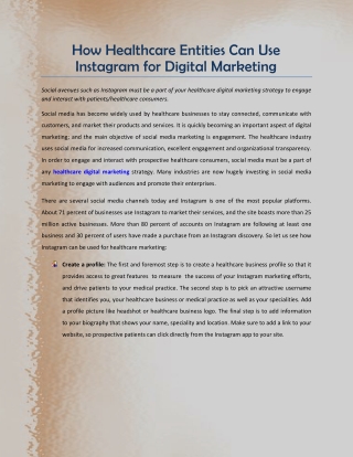 How Healthcare Entities Can Use Instagram for Digital Marketing