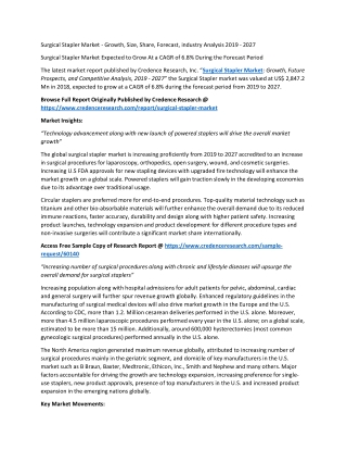 Surgical Stapler Market Expected to Grow At a CAGR of 6.8% During the Forecast Period