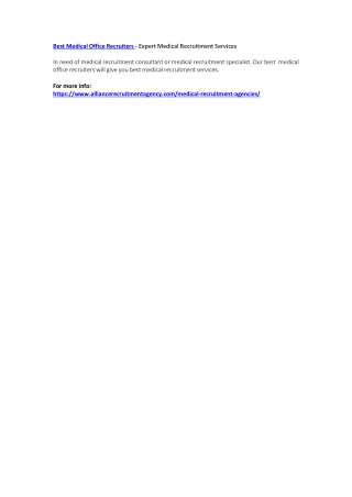 Best Medical Office Recruiters - Expert Medical Recruitment Services