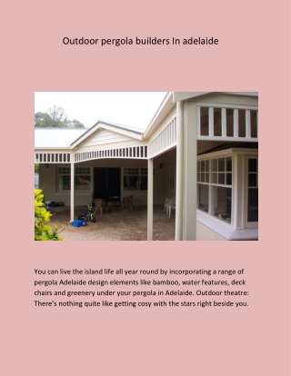 Outdoor pergola builders In adelaide