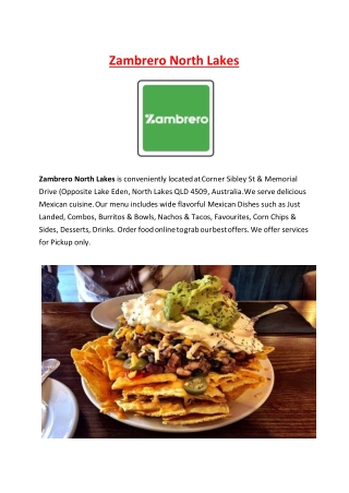 5% Off - Zambrero Mexican Restaurant Menu in North Lakes, QLD.