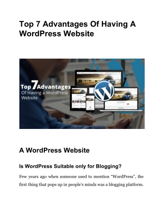 Top 7 Advantages Of Having A WordPress Website
