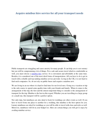 Acquire minibus hire service for all your transport needs