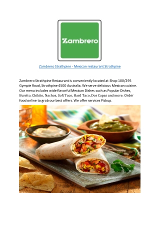 5% Off - Zambrero Mexican Restaurant Menu in Strathpine, QLD