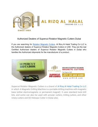 Authorized Dealers of Supercut Rotabor Magnetic Cutters Dubai