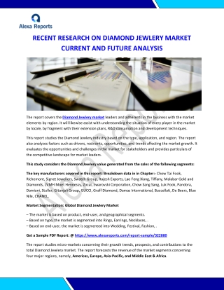 RECENT RESEARCH ON DIAMOND JEWLERY MARKET CURRENT AND FUTURE ANALYSIS