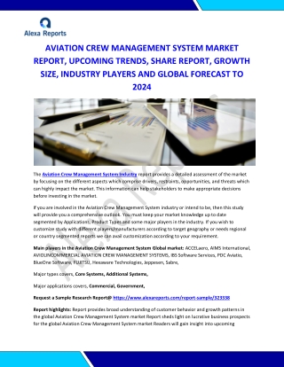 AVIATION CREW MANAGEMENT SYSTEM MARKET REPORT, UPCOMING TRENDS, SHARE REPORT, GROWTH SIZE, INDUSTRY PLAYERS AND GLOBAL F