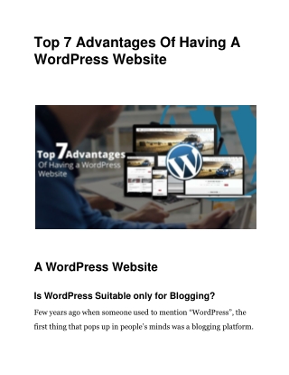 Top 7 Advantages Of Having A WordPress Website