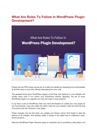 What Are Rules To Follow In WordPress Plugin Development?