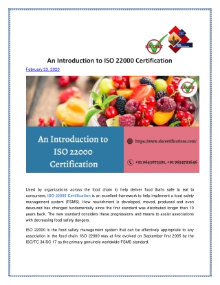 An Introduction to ISO 22000 Certification