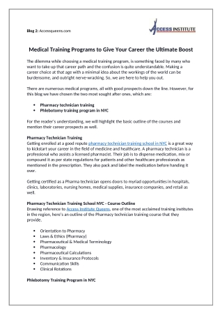 Medical Training Programs to Give Your Career the Ultimate Boost