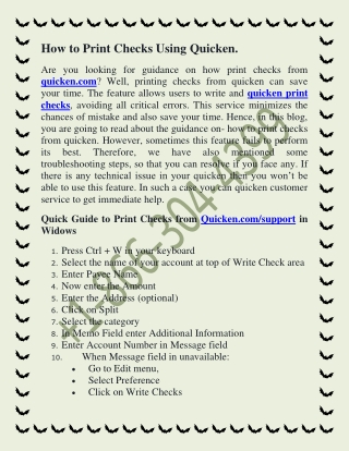 How to Print Checks Using Quicken.com.