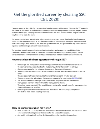 Get the glorified career by clearing SSC CGL 2020!