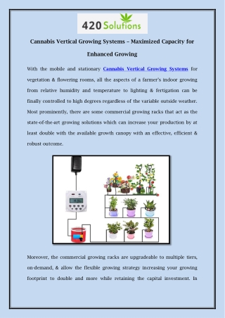 Cannabis Vertical Growing Systems – Maximized Capacity for Enhanced Growing