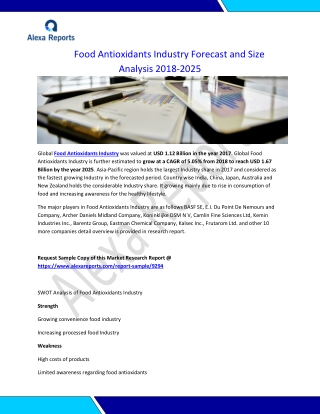 Food Antioxidants Industry Forecast and Size Analysis 2018-2025