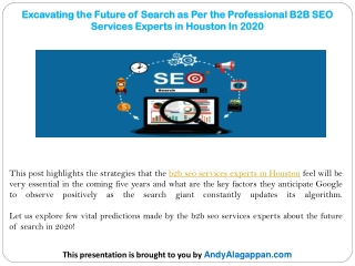 Excavating the Future of Search as Per the Professional B2B SEO Services Experts in Houston In 2020